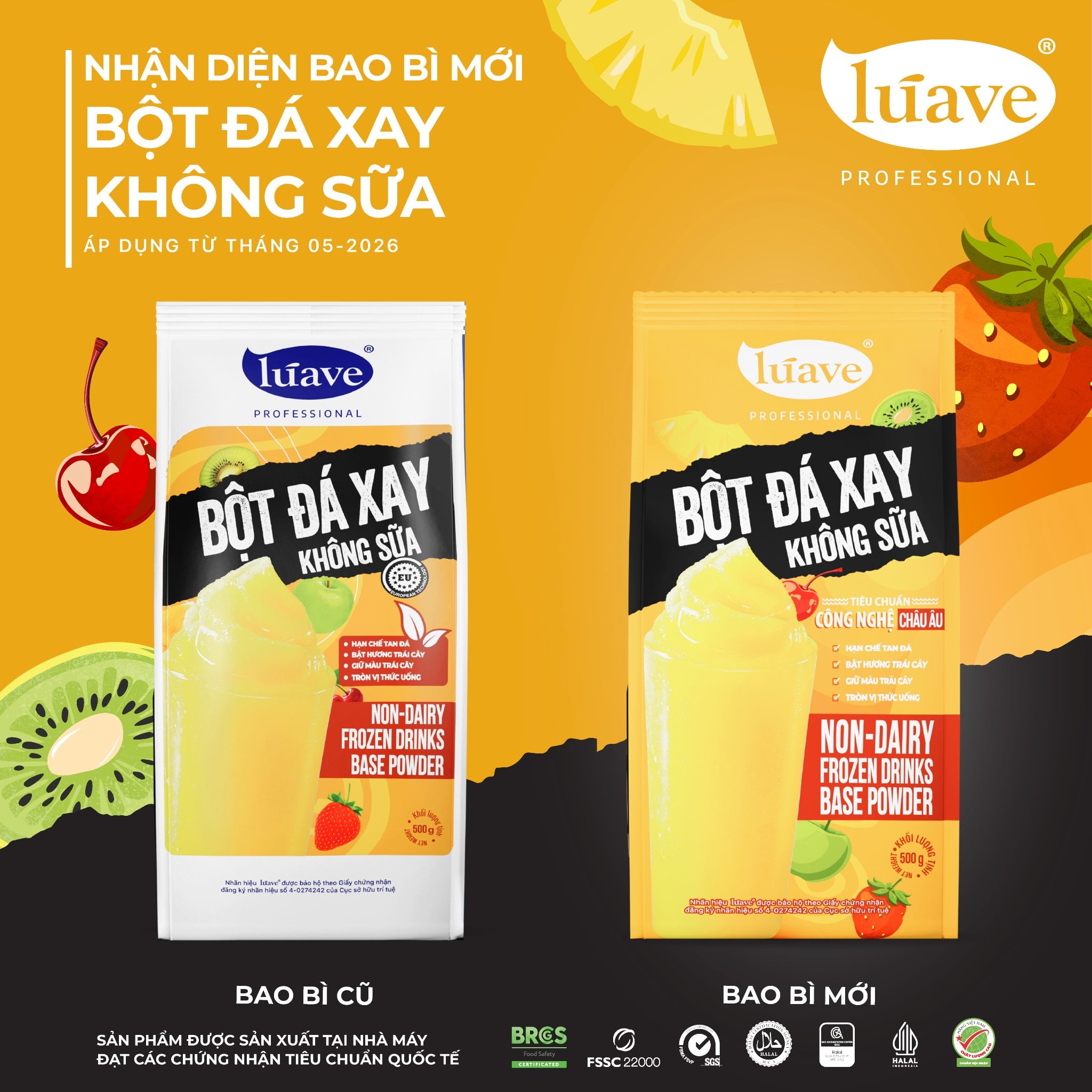THÔNG BÁO THAY ĐỔI BAO BÌ SẢN PHẨM BỘT ĐÁ XAY KHÔNG SỮA LÚAVE PROFESSIONAL 05/2026