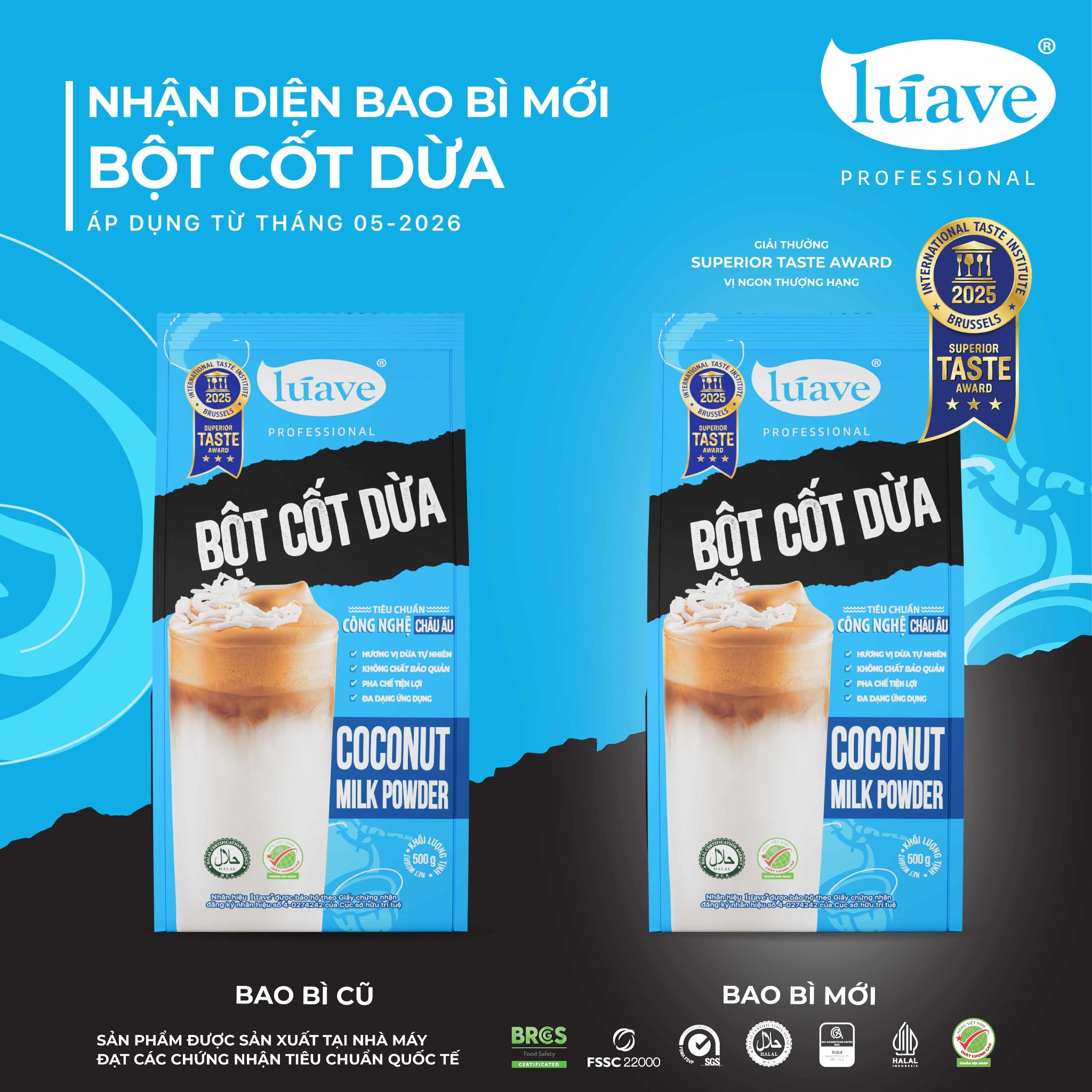 THÔNG BÁO THAY ĐỔI BAO BÌ SẢN PHẨM BỘT CỐT DỪA LÚAVE PROFESSIONAL 05/2026