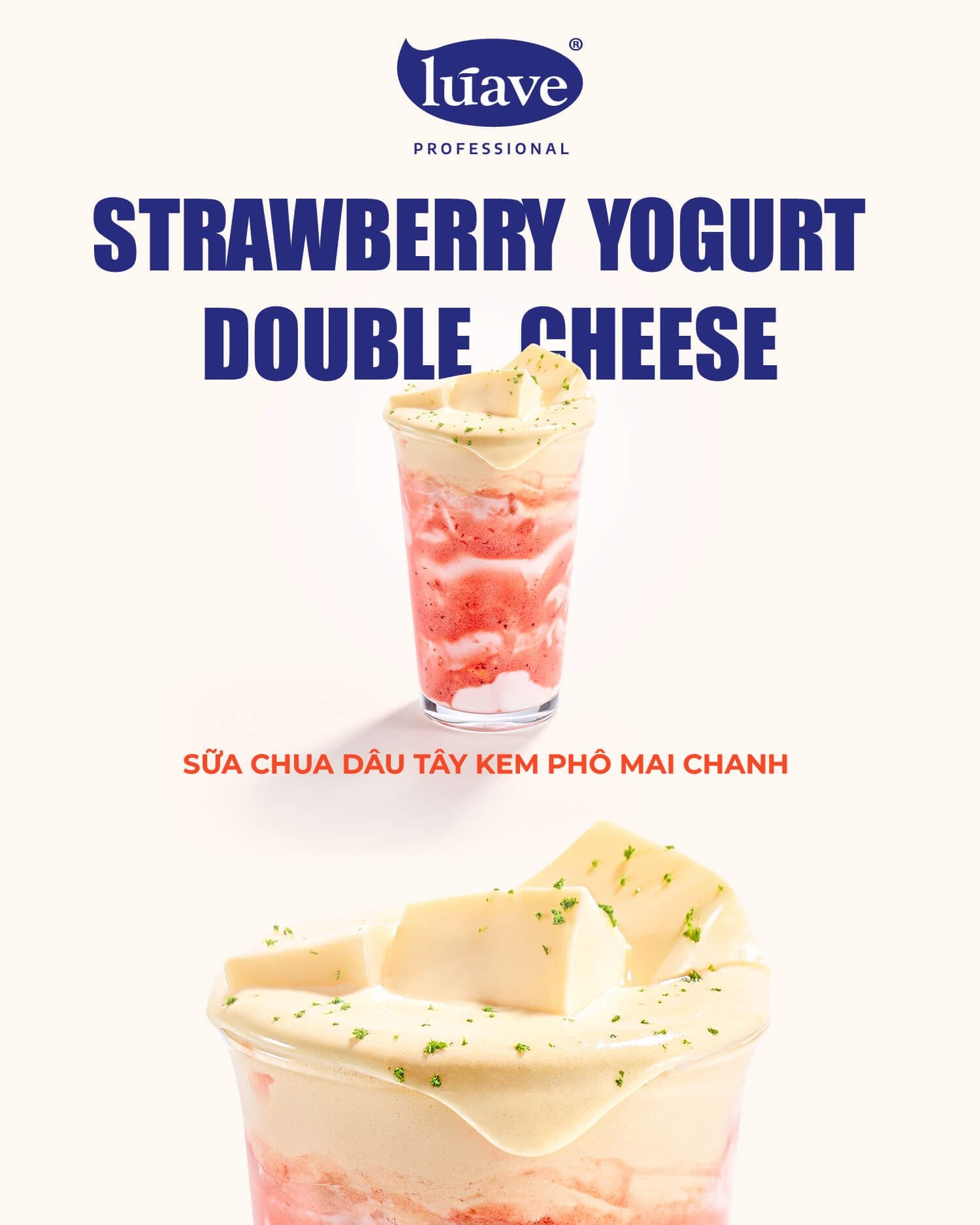 CÔNG THỨC PHA CHẾ SỮA CHUA DÂU TÂY KEM PHÔ MAI CHANH