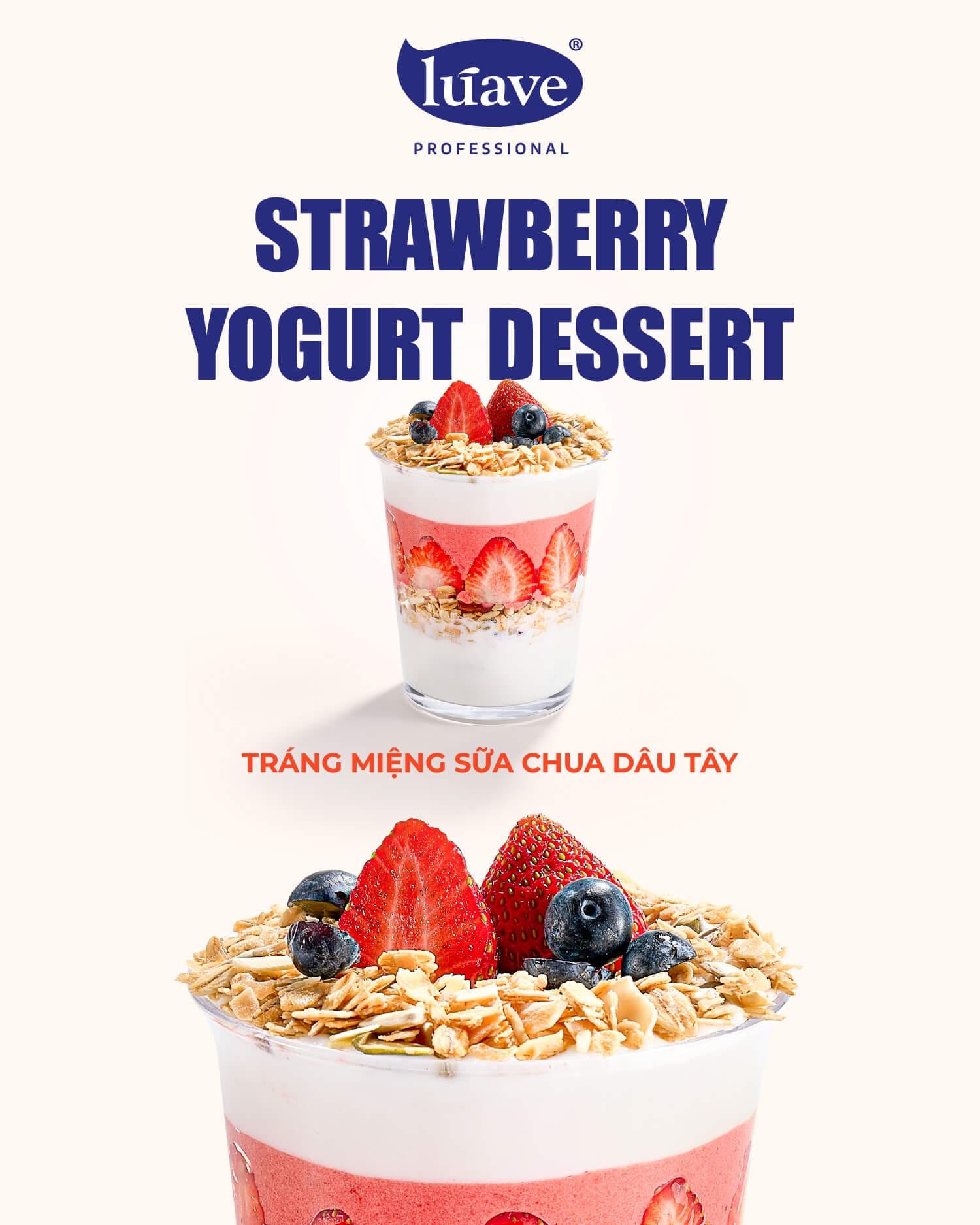 CÔNG THỨC PHA CHẾ TRÁNG MIỆNG SỮA CHUA DÂU TÂY