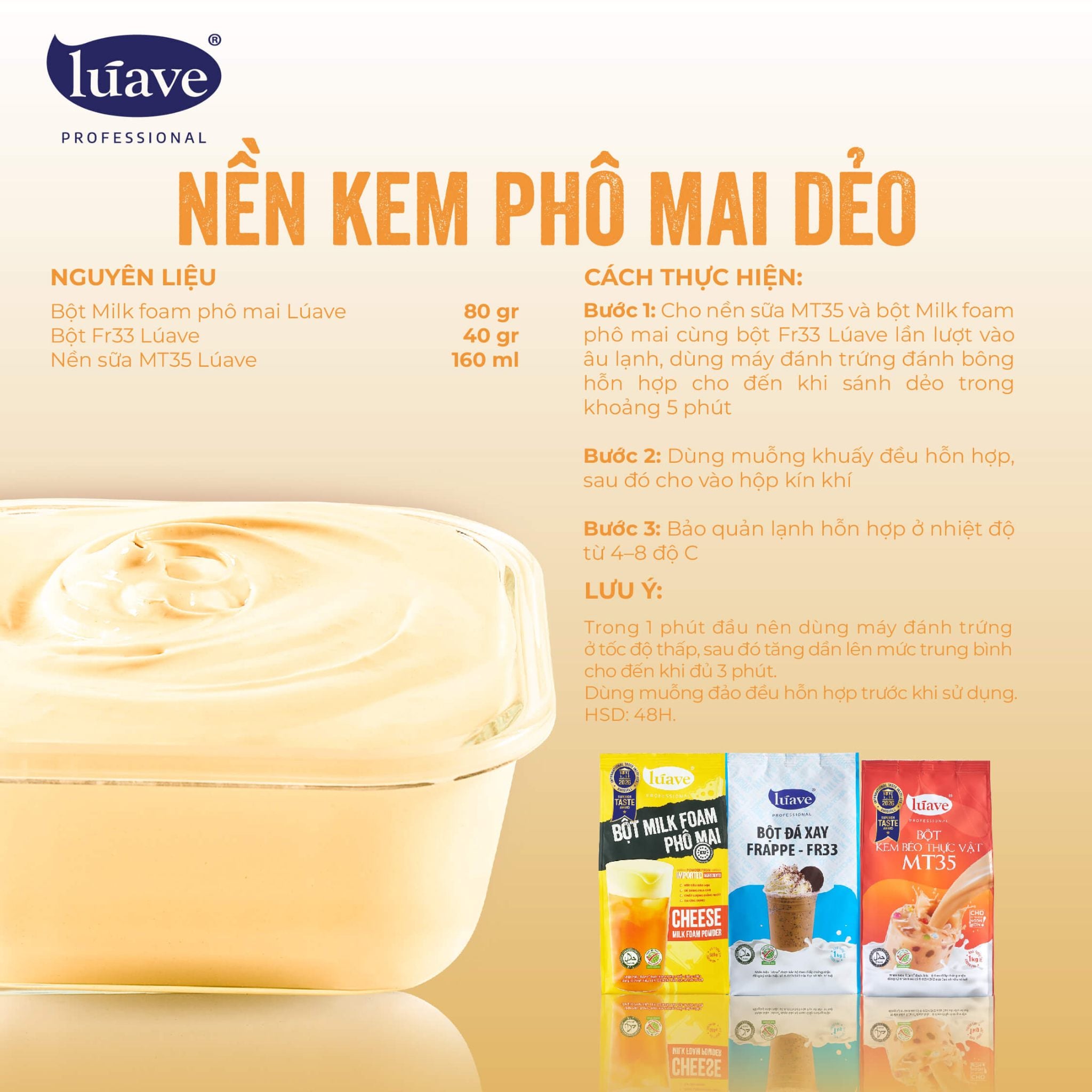 CÔNG THỨC PHA CHẾ NỀN KEM PHÔ MAI DẺO