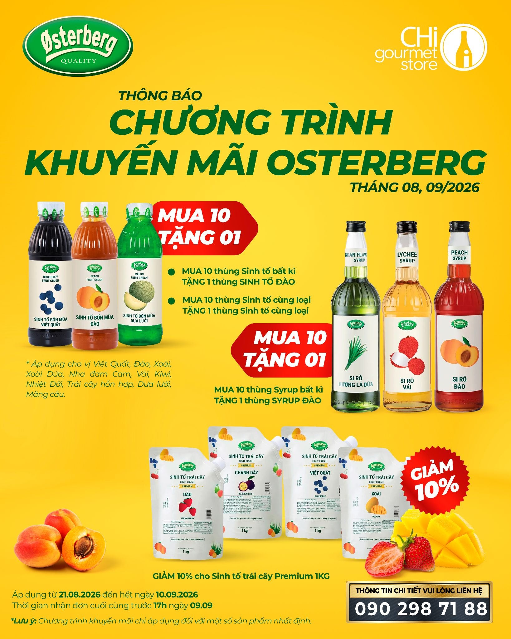 THÔNG BÁO CHƯƠNG TRÌNH KHUYẾN MÃI OSTERBERG THÁNG 08 & 09/2026
