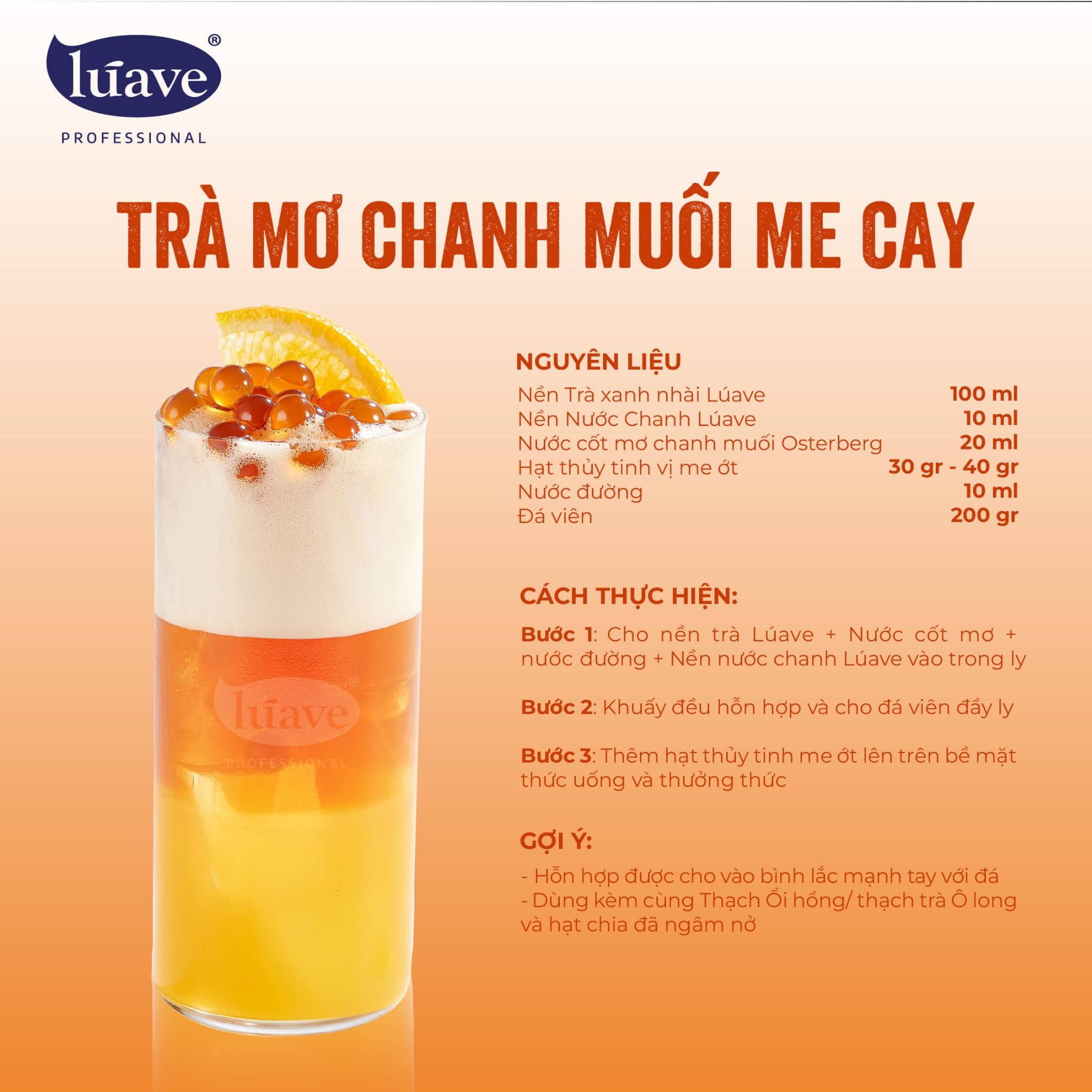 CÔNG THỨC PHA CHẾ TRÀ MƠ CHANH MUỐI ME CAY