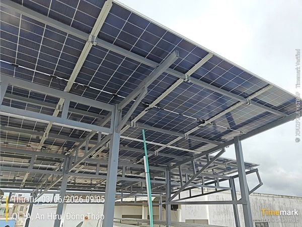 Thi công hệ thống khung giàn thép cho dự án lắp đặt điện mặt trời dân dụng tại Đồng Tháp