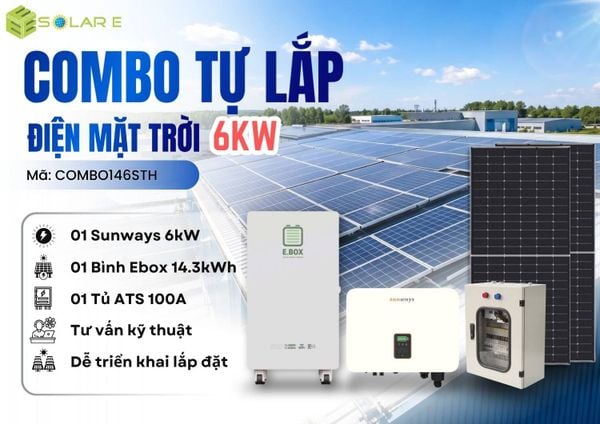 Combo điện mặt trời tự lắp 6kW dùng biến tần Sunways cao cấp mã COMBO146STH - Solar E