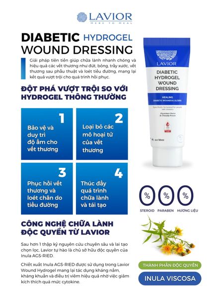 Tổng quan Gel Đặc Trị Viêm Loét Da Lavior Diabetic Hydrogel Wound Dressing