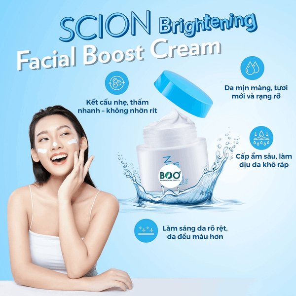 Công dụng vượt trội Kem dưỡng ẩm mặt và cổ Scion Brightening Facial Boost Cream