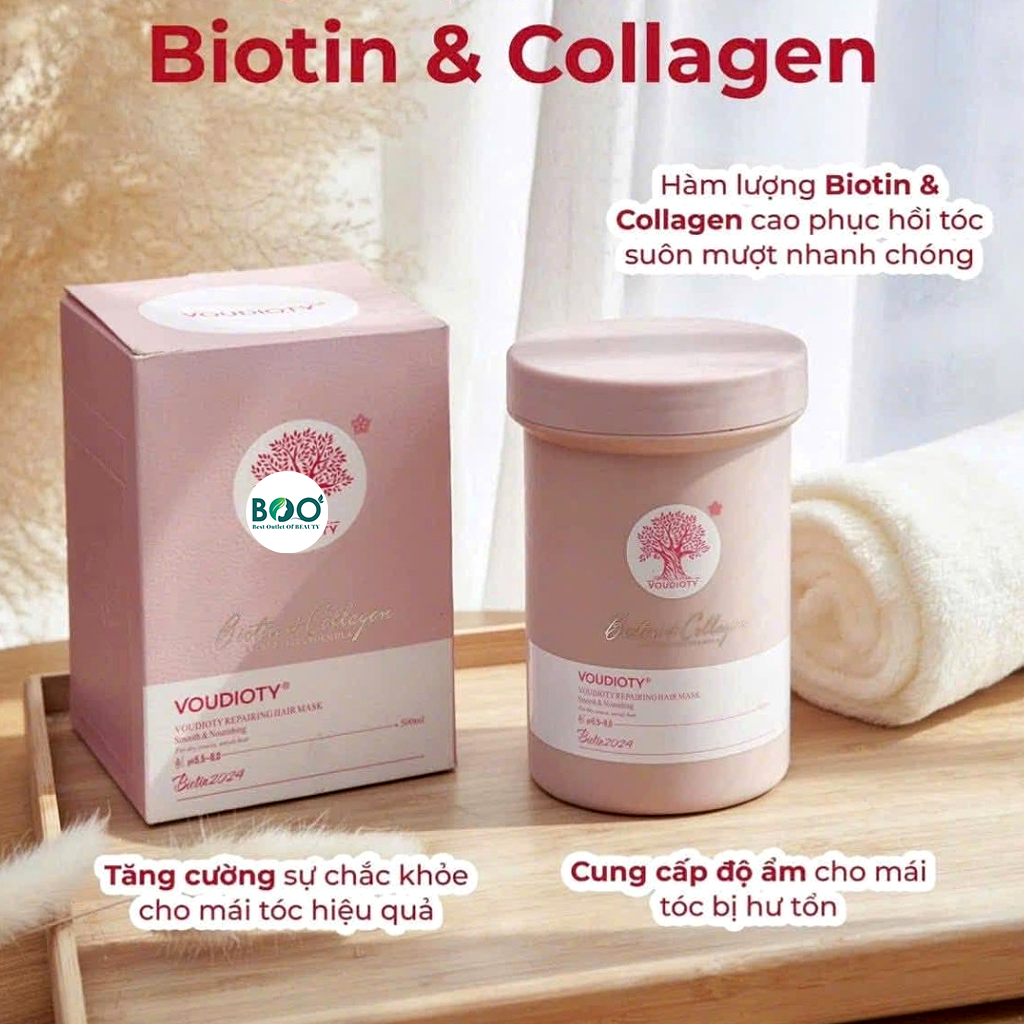 Tổng quan về Mặt nạ ủ tóc VOUDIOTY Biotin & Collagen Repairing Hair Mask