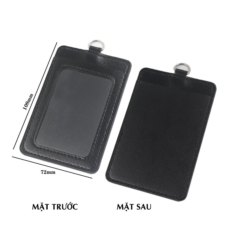 Bao da đựng thẻ nhân viên, thẻ gửi xe, thẻ ATM kết hợp móc khóa dây rút tiện lợi