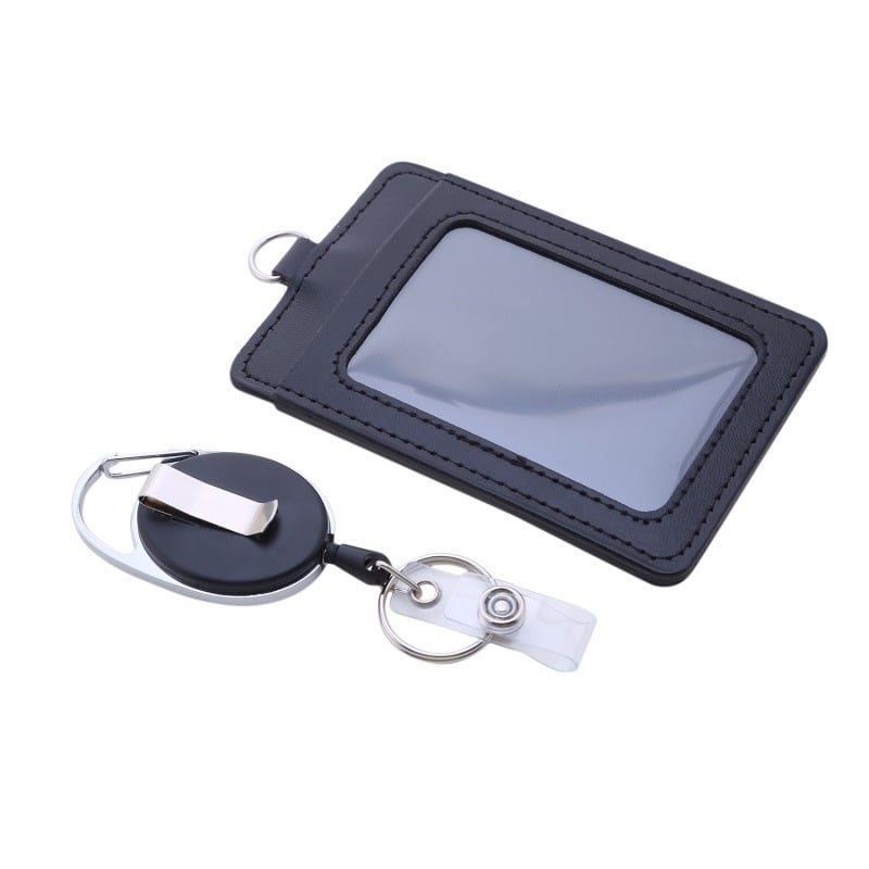 Bao da đựng thẻ nhân viên, thẻ gửi xe, thẻ ATM kết hợp móc khóa dây rút tiện lợi