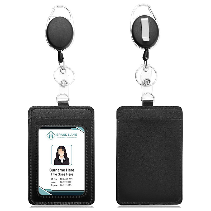 Bao da đựng thẻ nhân viên, thẻ gửi xe, thẻ ATM kết hợp móc khóa dây rút tiện lợi