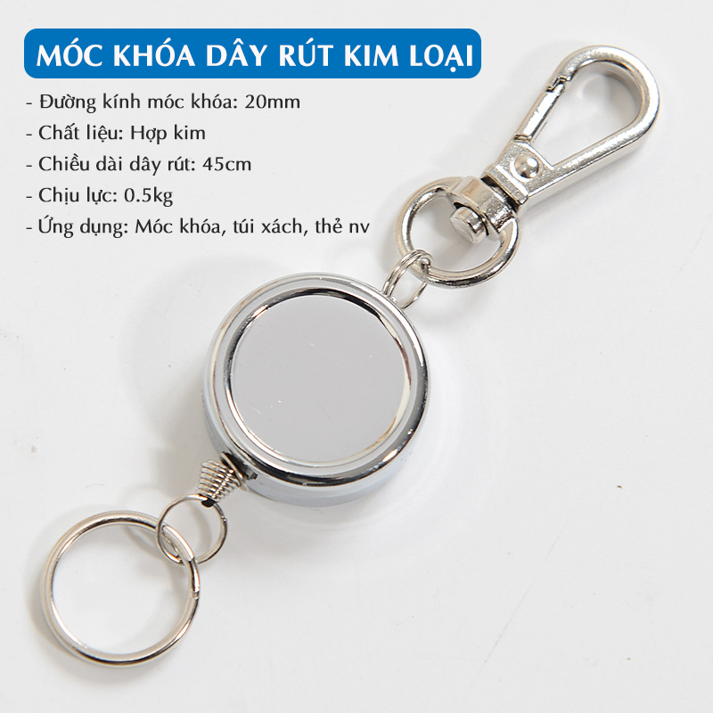 Móc khóa dây rút kim loại 20mm tiện lợi