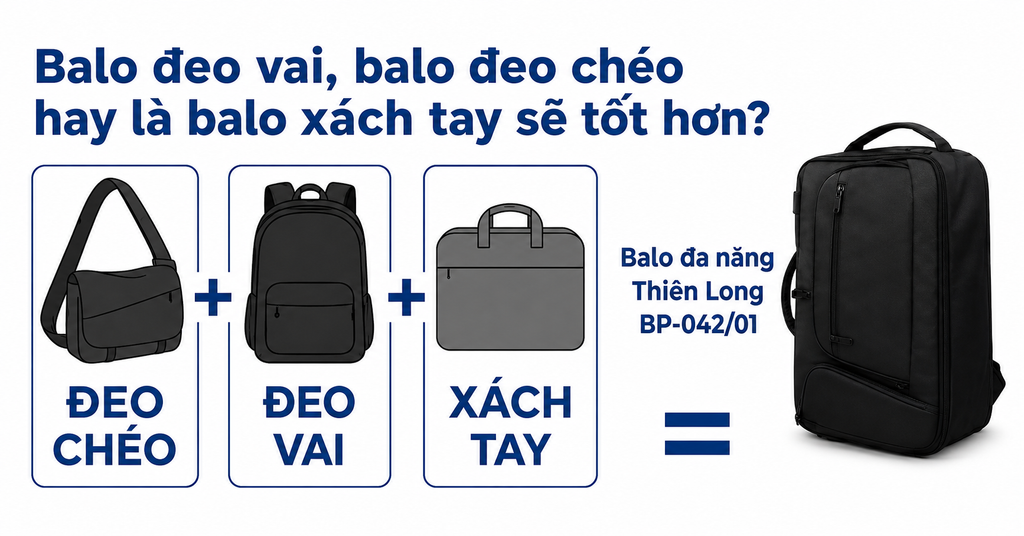 Balo đeo vai, túi đeo chéo hay là cặp xách tay sẽ tốt hơn?