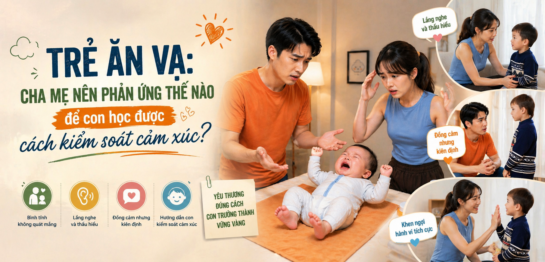 Trẻ ăn vạ: Cha mẹ nên phản ứng thế nào để con học được cách kiểm soát cảm xúc?