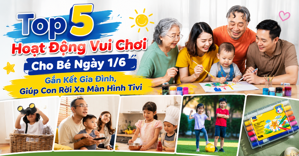 Top 5 Hoạt Động Vui Chơi Cho Bé Ngày 1/6 Gắn Kết Gia Đình, Giúp Con Rời Xa Màn Hình Tivi