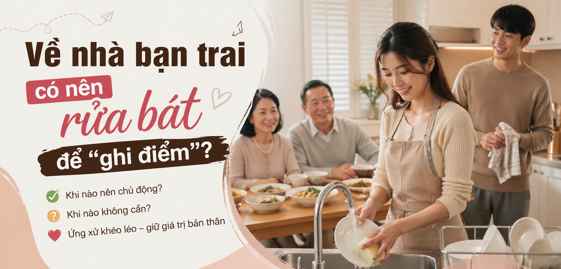 Về nhà bạn trai có nên rửa bát để “ghi điểm”?