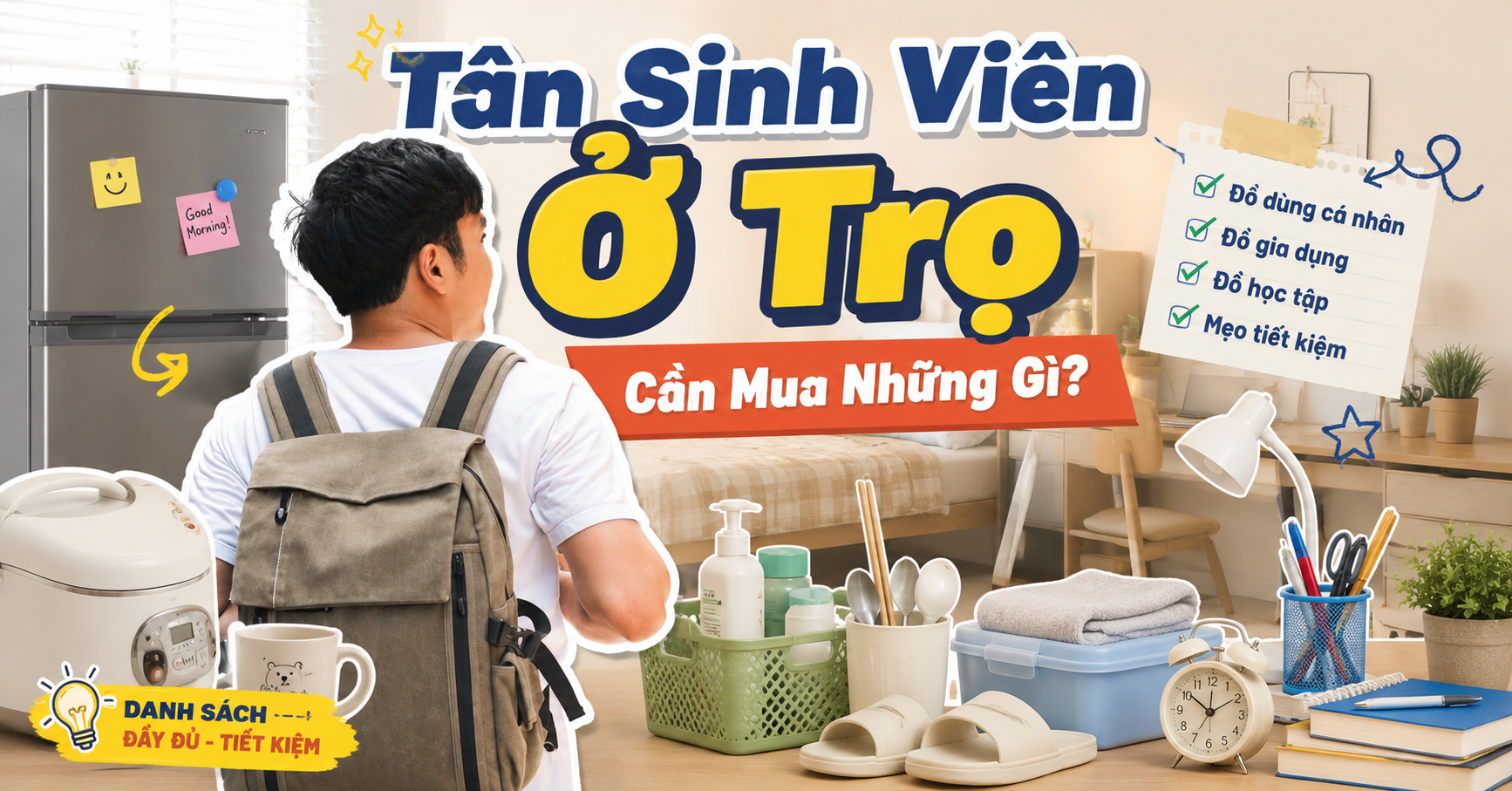 Tân Sinh Viên Ở Trọ Cần Mua Những Gì? Checklist Đầy Đủ Từ A-Z Cho Cuộc Sống Tự Lập