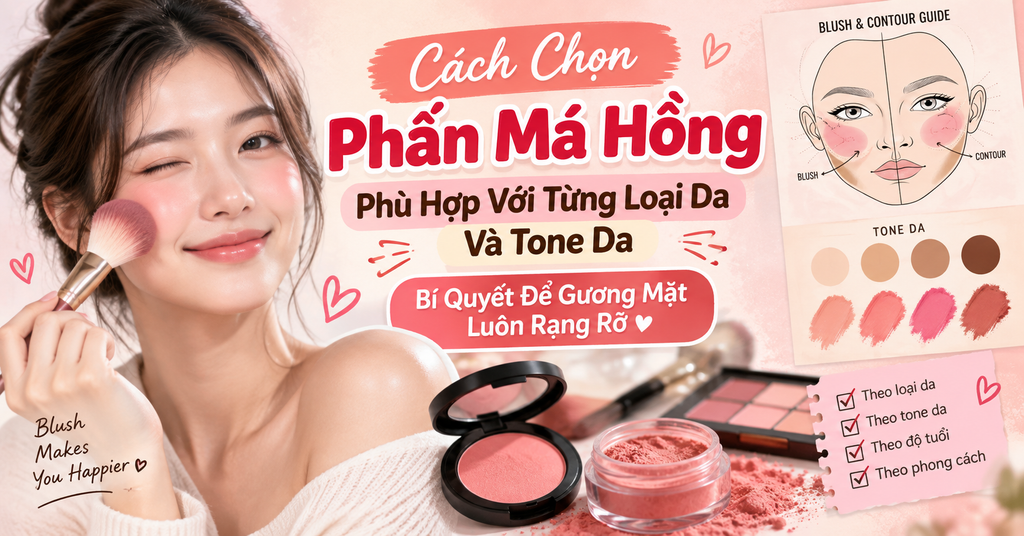 Cách Chọn Phấn Má Hồng Phù Hợp Với Từng Loại Da Và Tone Da: Bí Quyết Để Gương Mặt Luôn Rạng Rỡ