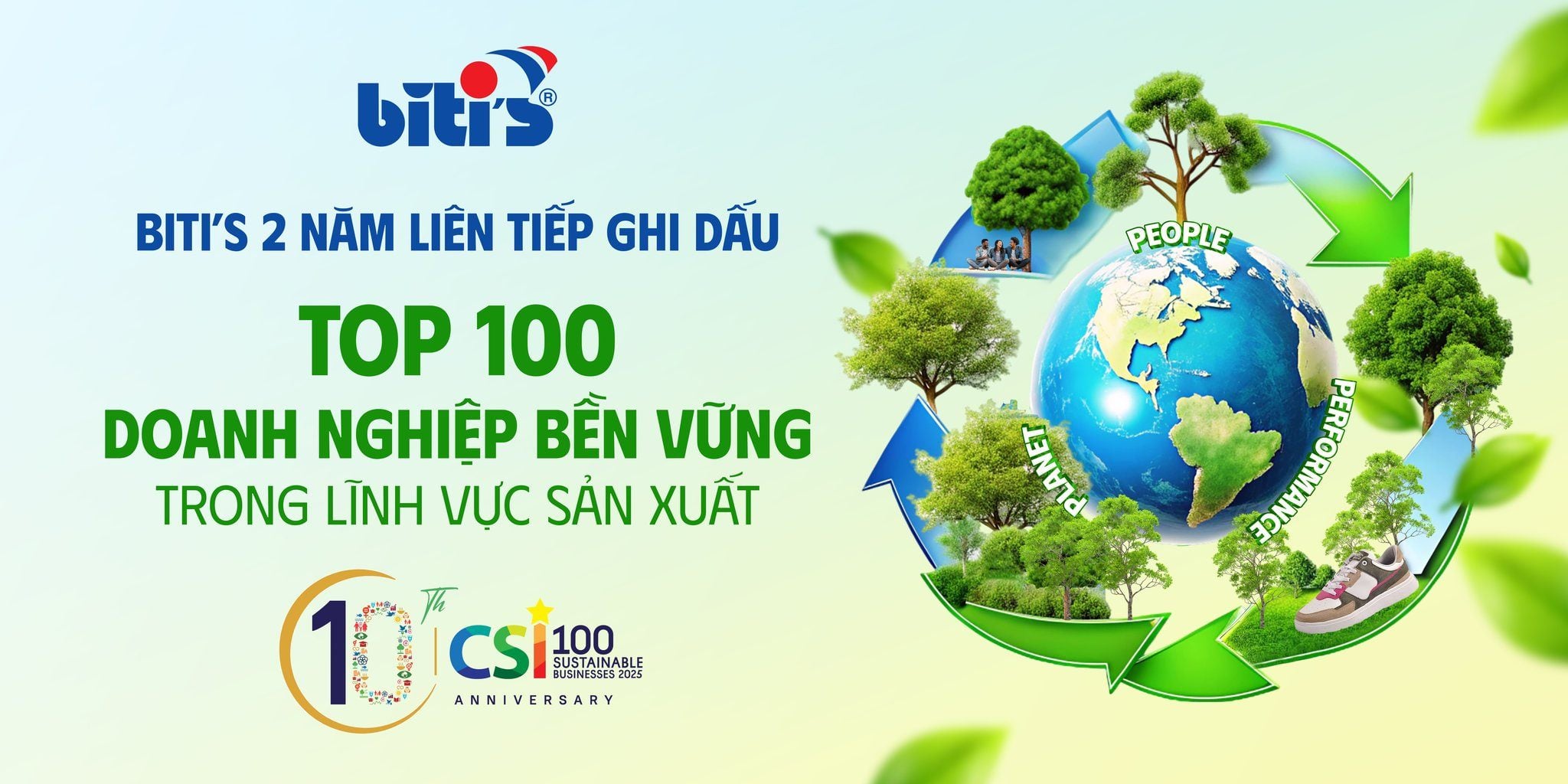 Hai năm liên tiếp ghi dấu: Biti’s lọt Top 100 Doanh nghiệp Bền vững - CSI 2025