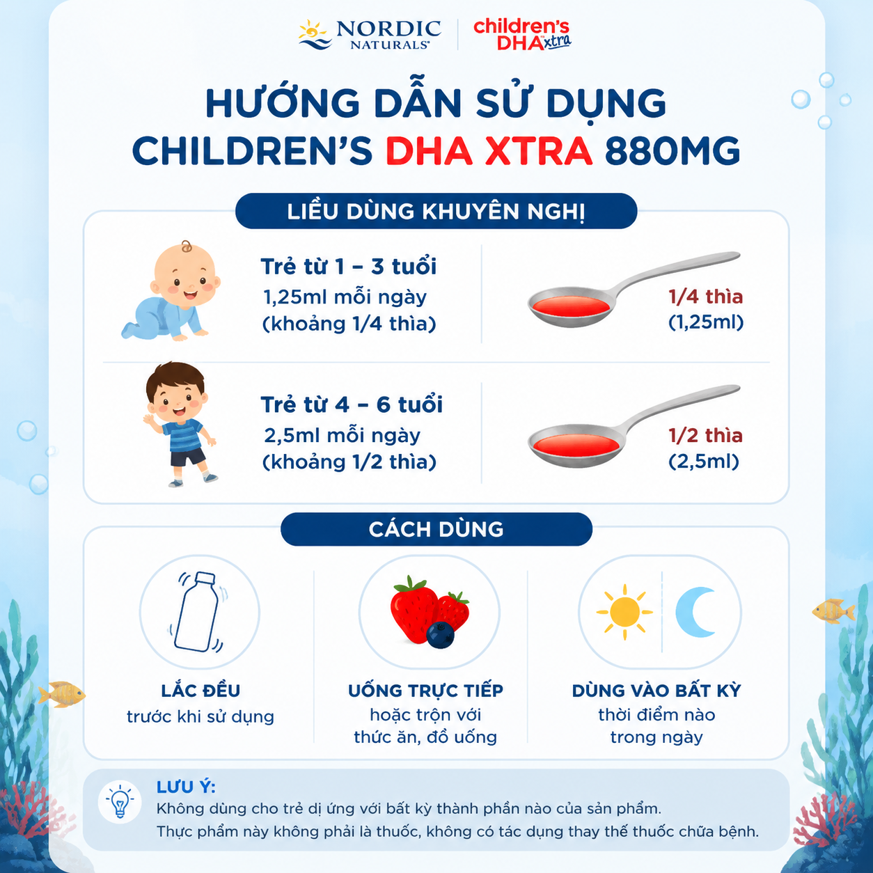 Hướng dẫn sử dụng DHA Nordic Naturals cho trẻ