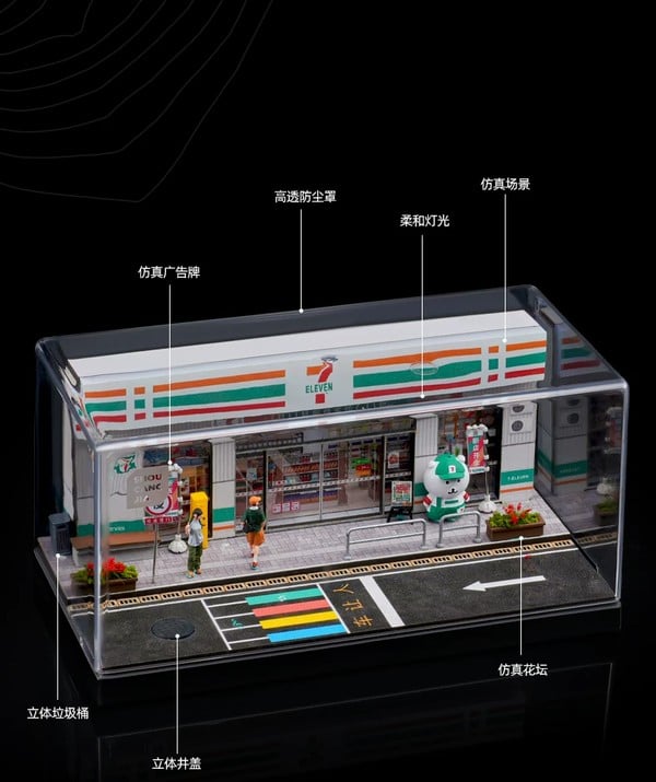 nShop bán Diorama 1:64 Cửa hàng 24h 7-Eleven cỡ vừa SCJ82048-A làm quà tặng người chơi xe mô hình tiểu cảnh