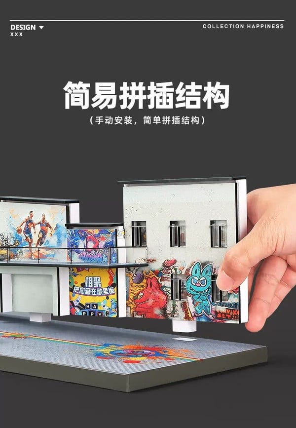 nShop bán Sa bàn tiểu cảnh Diorama tỉ lệ 1:64 Phố đi bộ Graffiti SCJ428 làm background chụp ảnh mô hình xe diecast