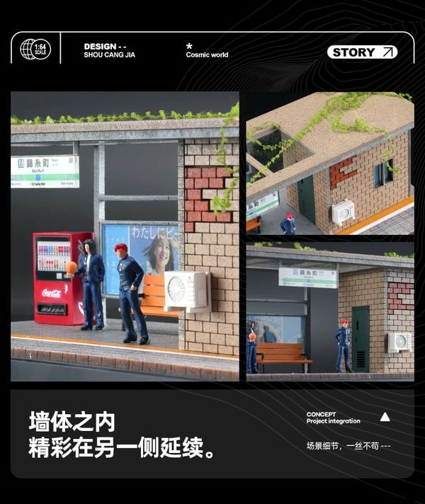 nShop bán Tiểu cảnh Diorama 1:64 Trạm chờ xe buýt kiểu Nhật SCJ82009 làm background chụp ảnh mô hình xe diecast