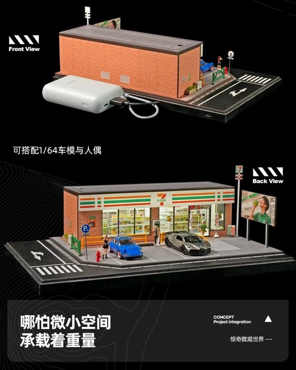 nShop bán sa bàn Diorama 1:64 Cửa hàng 24h 7-Eleven cỡ lớn SCJ82044-A làm quà tặng fan sưu tầm mô hình diecast