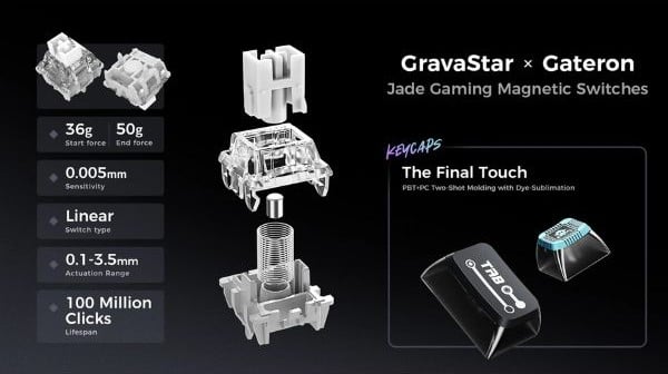 Bàn phím cơ GravaStar Mercury V75 Pro Cyberpunk nShop có nút bấm từ tính cảm giác nhấn đã tay giá tốt