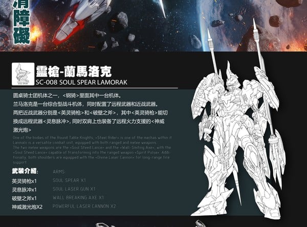 Model Kit Mecha SNAA SC-008 1/144 Soul Spear Lamorak mô hình lắp ráp người máy phong cách hiệp sĩ
