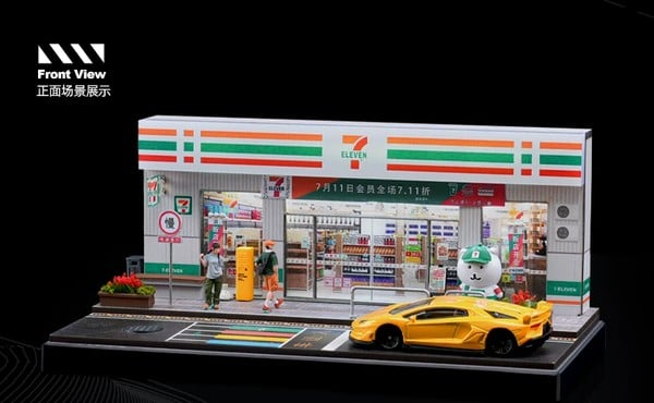 nShop bán Diorama 1:64 Cửa hàng 24h 7-Eleven cỡ vừa SCJ82048-A làm quà tặng người sưu tập mô hình xe diecast