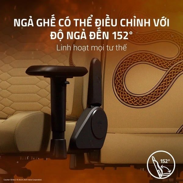 Góc ngả lưng 152 độ linh hoạt cho mọi tư thế trên Razer Iskur V2 X CS2 nShop