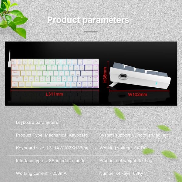 nShop bán bàn phím cơ Gaming chinh hang E-YOOSO Z686 White Red - Blue Switch kích thước nhỏ gọn tiết kiệm chỗ