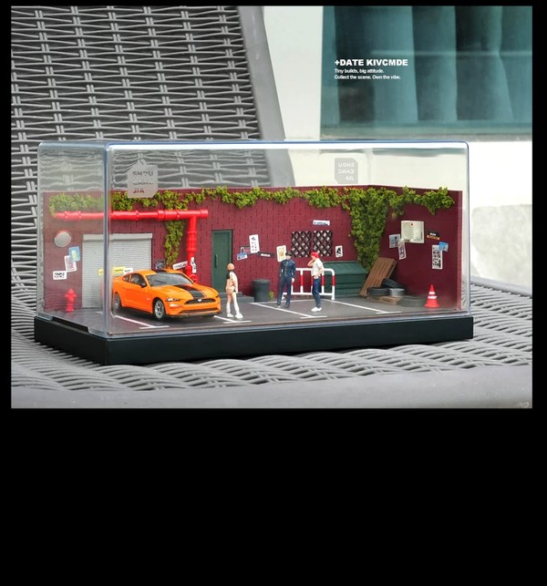 nShop bán Sa bàn Diorama 1:64 Góc đậu xe xưa cũ SCJ82023 Shou Cang Jia trang trí bàn làm việc tủ trưng bày mô hình