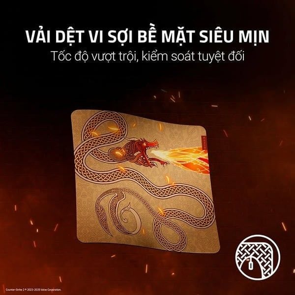 Bề mặt vải dệt vi sợi siêu mịn lót chuột Razer Gigantus V2 CS2 Dragon Lore nShop