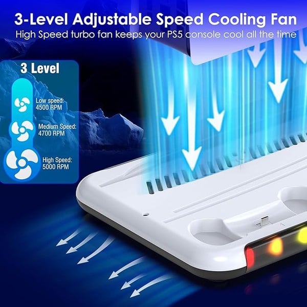 nShop bán Đế Tản Nhiệt PS5 / PS5 Slim / Pro Đa Năng Sạc Tay Cầm RGB Hozkaii làm mát tăng tuổi thọ máy PlayStation