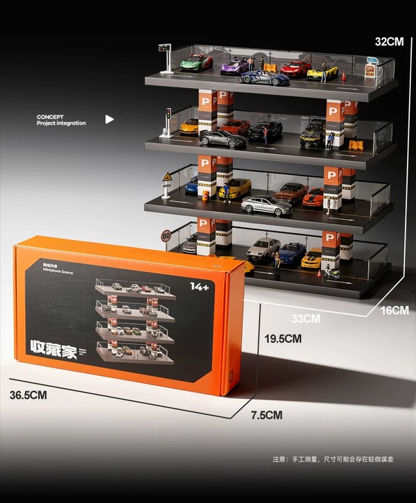 nShop bán Diorama 1:64 Bãi đỗ xe lộ thiên 4 tầng cỡ lớn SCJ143 mô hình trưng bày bãi giữ xe nhiều tầng
