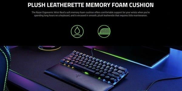 Đệm Memory Foam bọc da PU cao cấp trên Razer Ergonomic Wrist Rest nShop