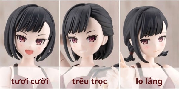 3 biểu cảm gương mặt của model kit Sousai Shojo Teien Yomi Swim Style Kotobukiya JK087