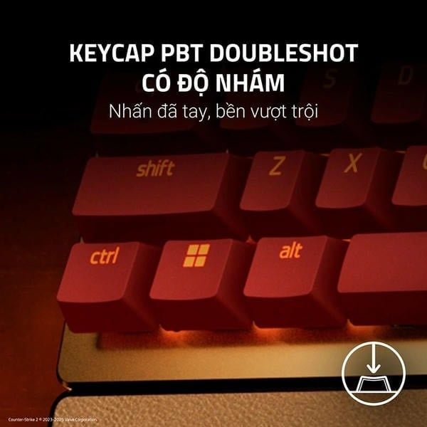 Keycap PBT Doubleshot trên bàn phím Razer Huntsman V3 Pro TKL CS2 Dragon Lore chính hãng nShop