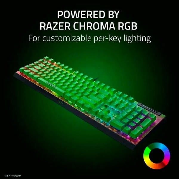 Hệ thống đèn Razer Chroma RGB trên bàn phím BlackWidow V4 X Minecraft nShop