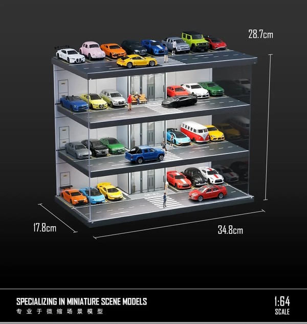 nShop bán Diorama 1:64 Bãi đỗ xe có thang máy SCJ415 Shou Cang Jia mô hình sa bàn tiểu cảnh trưng xe diecast