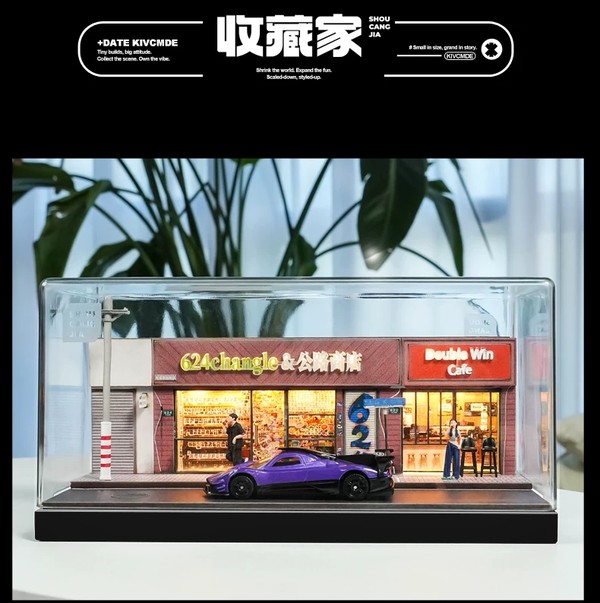 nShop bán Tiểu cảnh Diorama 1:64 Tiệm bách hóa bên đường SCJ82012-A làm quà tặng fan Tomica Hot Wheels MiniGT