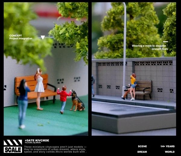 nShop bán Diorama 1:64 Cảnh tường ven đường và cây xanh SCJ82032 trang trí bàn làm việc văn phòng giá tốt