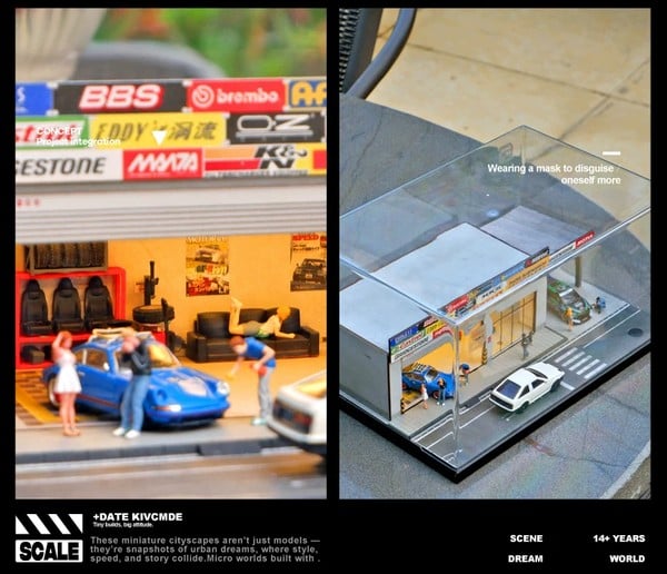 nShop bán Diorama 1:64 Xưởng sửa xe hiện đại SCJ82025-A Shou Cang Jia trang trí nhà, cửa hàng, quán cà phê giá tốt