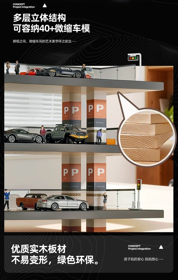 nShop bán Diorama 1:64 Bãi đỗ xe lộ thiên 4 tầng cỡ lớn SCJ143 mô hình trưng bày tiểu cảnh miniture