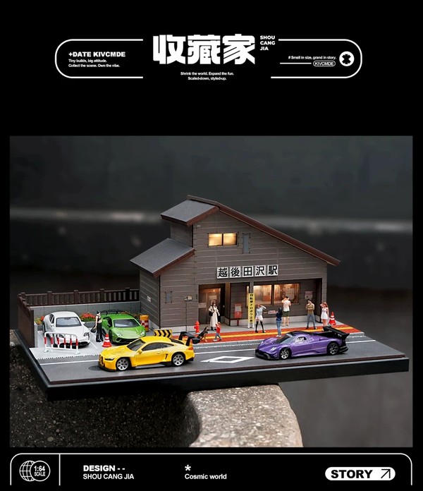 nShop bán Sa bàn Diorama 1:64 Sân ga Nhật Bản SCJ82027-A Shou Cang Jia trang trí nhà, cửa hàng, quán cà phê