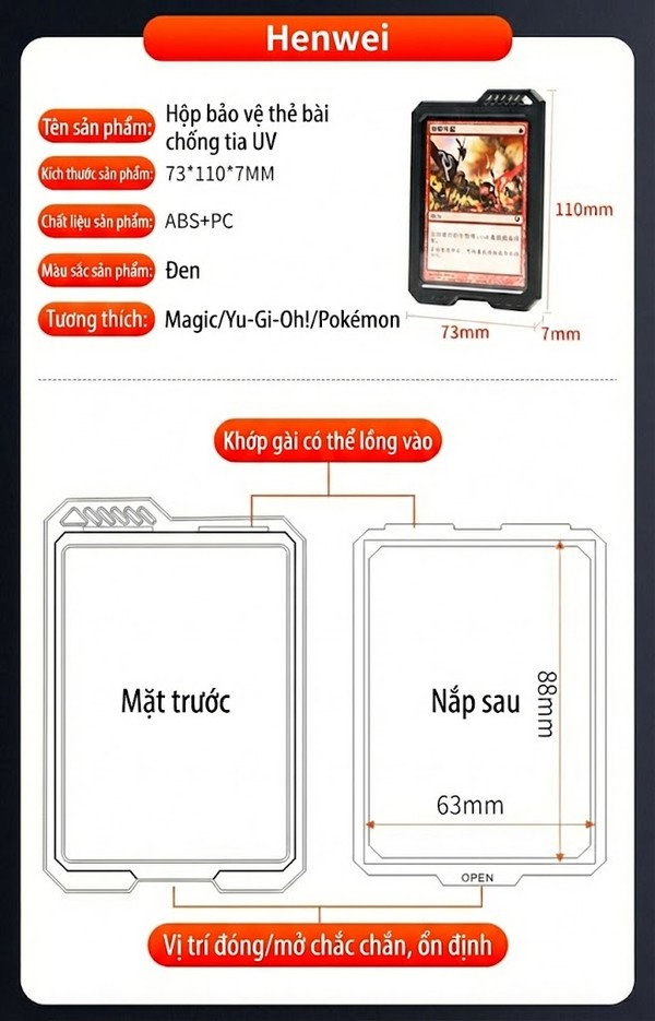 nShop bán Hộp Bảo Vệ Trưng Bày Thẻ Bài TCG Protective Shield Henwei cao cấp chất lượng cao đảm bảo an toàn