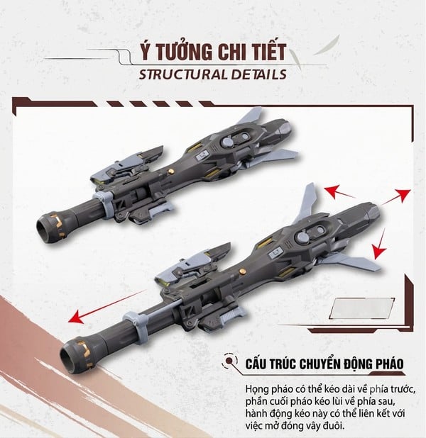 chi tiết pháo hổ hống tiger roar cannon của Model Kit Motor Nuclear MNP-XH13 Wei Yuan Heavy Firepower
