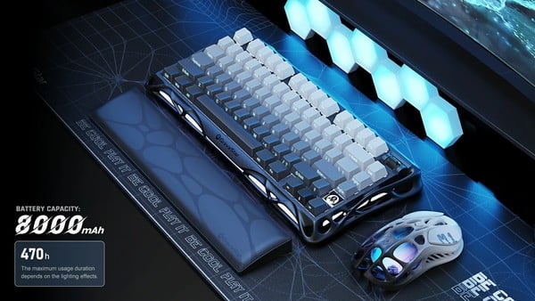 Bàn phím cơ GravaStar Mercury K1 75% Gradient Black có pin sạc dung lượng cao 8000mAh